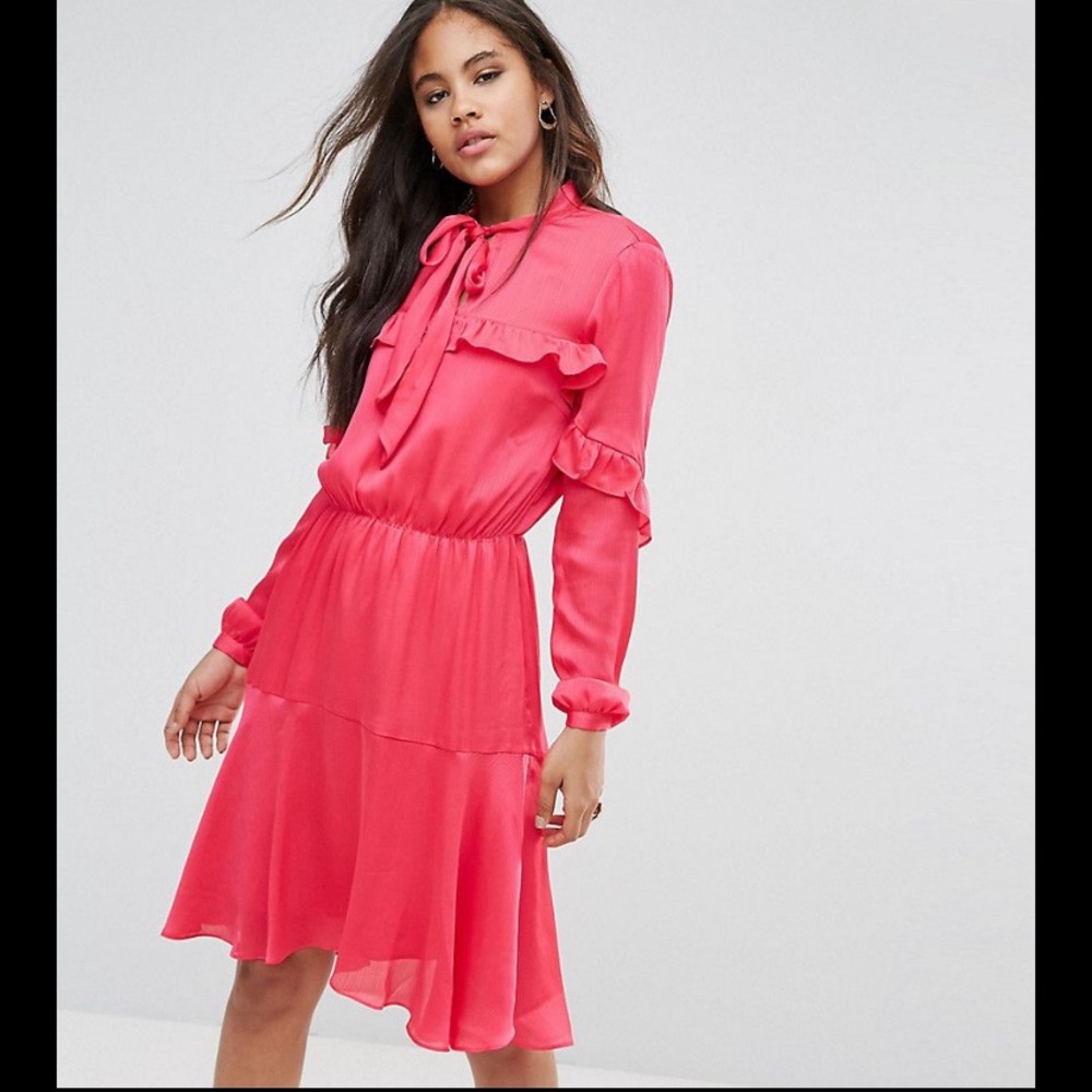 Y.A.S ASOS TALL RUFFLE DETAIL MIDI DRESS